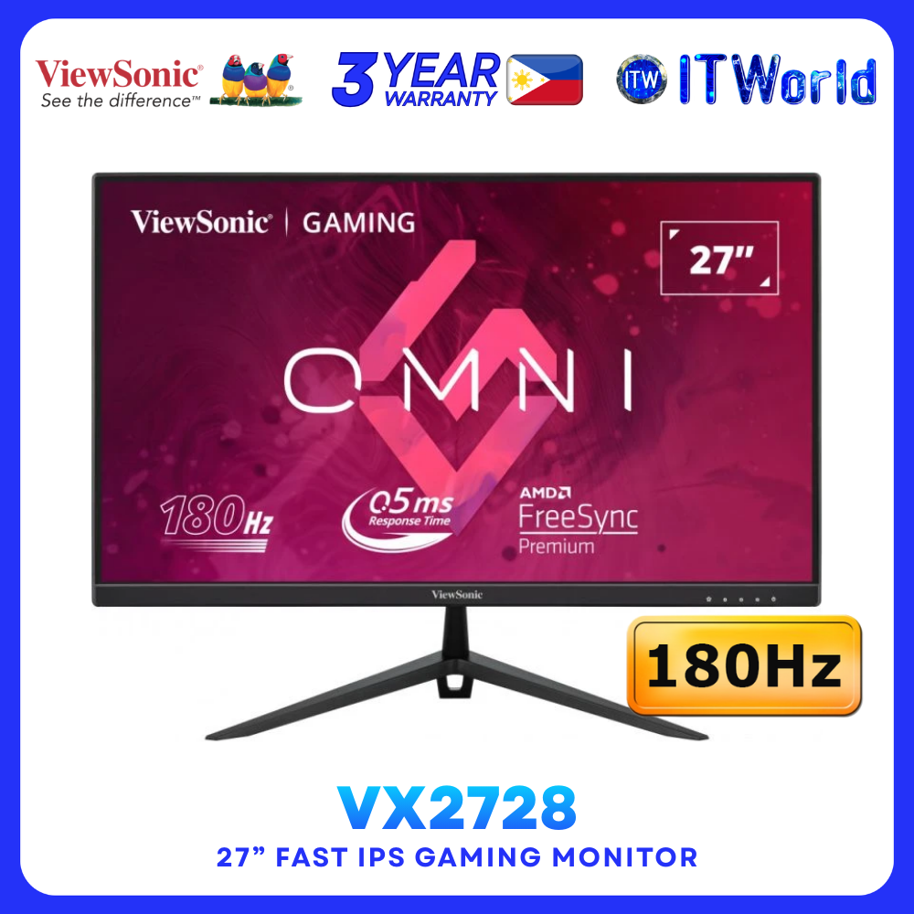 ViewSonic VX2728 - 27" 1920×1080 FHD 180Hz Fast IPS Gaming Desktop Monitor