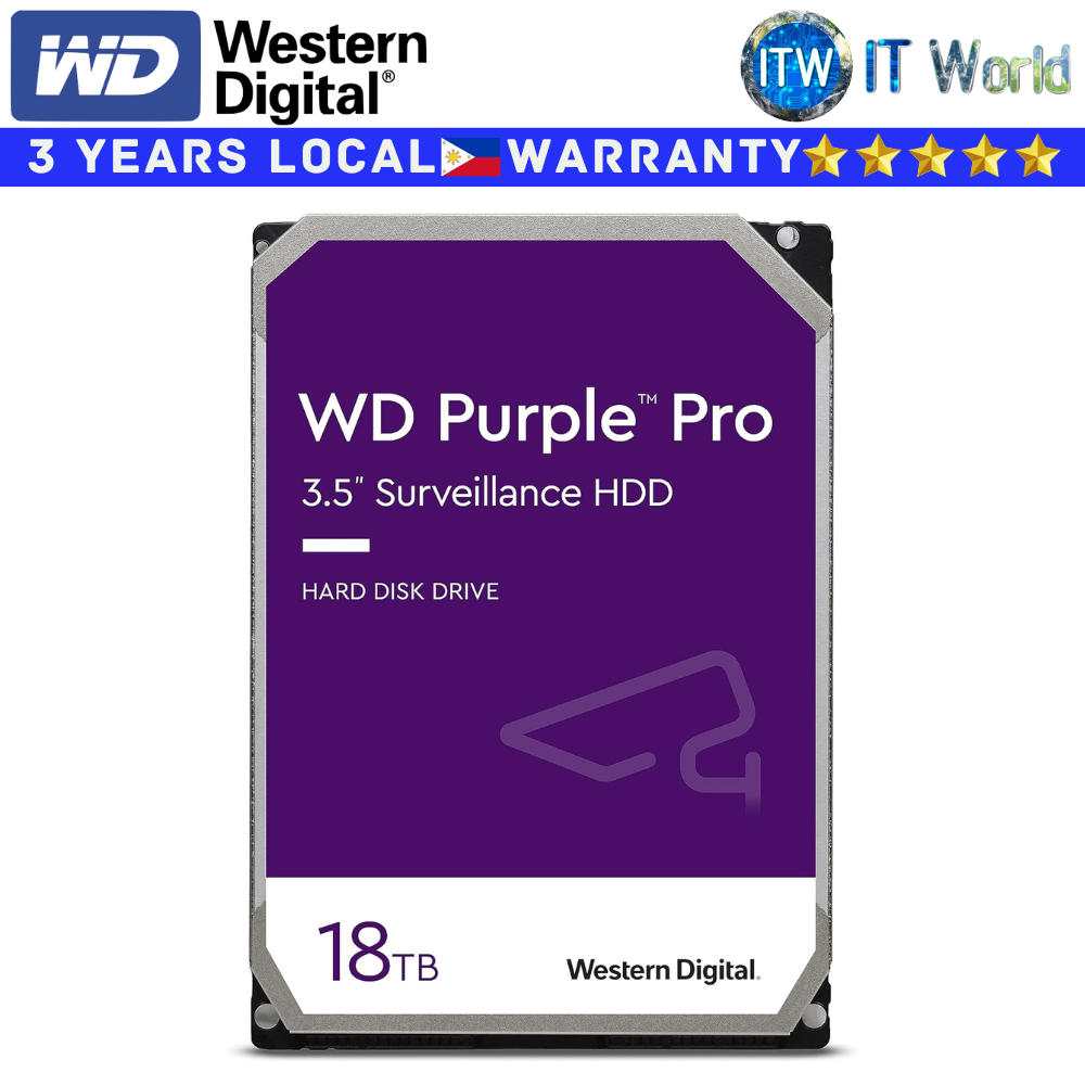 Western Digital Hard Drive HDD Purple Pro 3.5" SATA 7200RPM 512MB Cache Internal 18TB (WD181PURP)