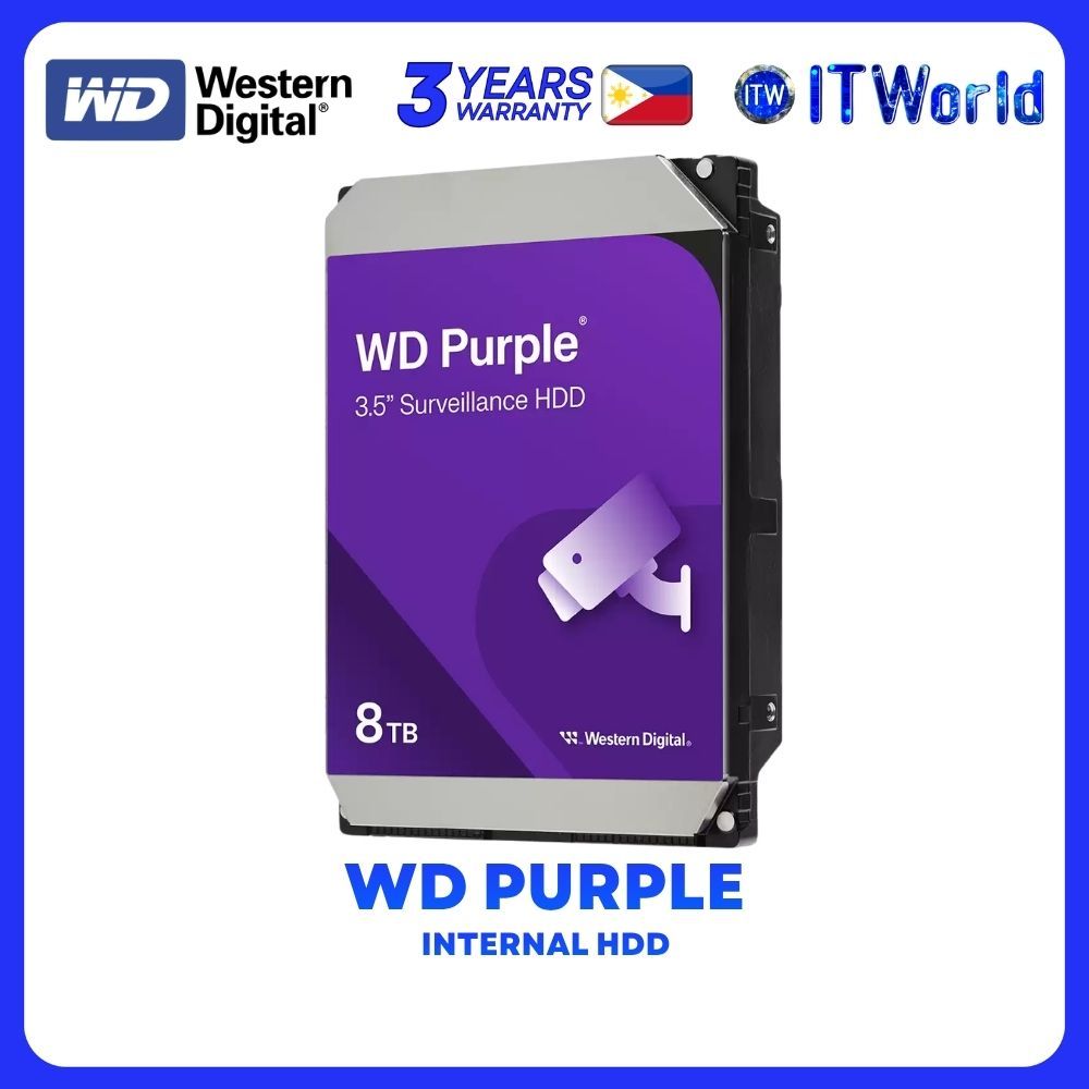 Western Digital Purple 8TB 3.5-inch 5640RPM 256MB Cache Internal Hard Drive HDD - WD85PURZ