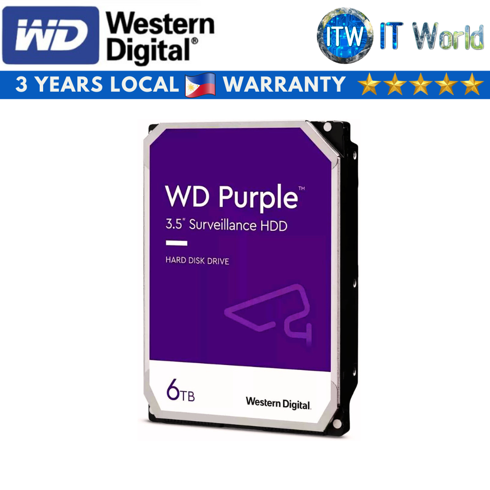 Western Digital Purple 6TB 256MB Cache 3.5-inch SATA 6Gb/s Internal HDD (WD64PURZ)