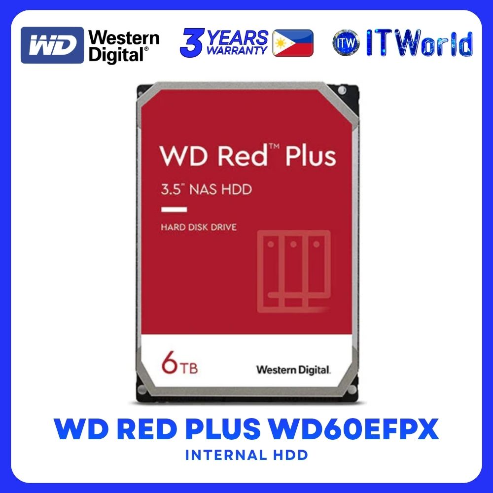 Western Digital Red Plus 6TB 3.5" SATA 6Gb/s 256MB Cache 5400RPM Internal NAS HDD WD60EFPX