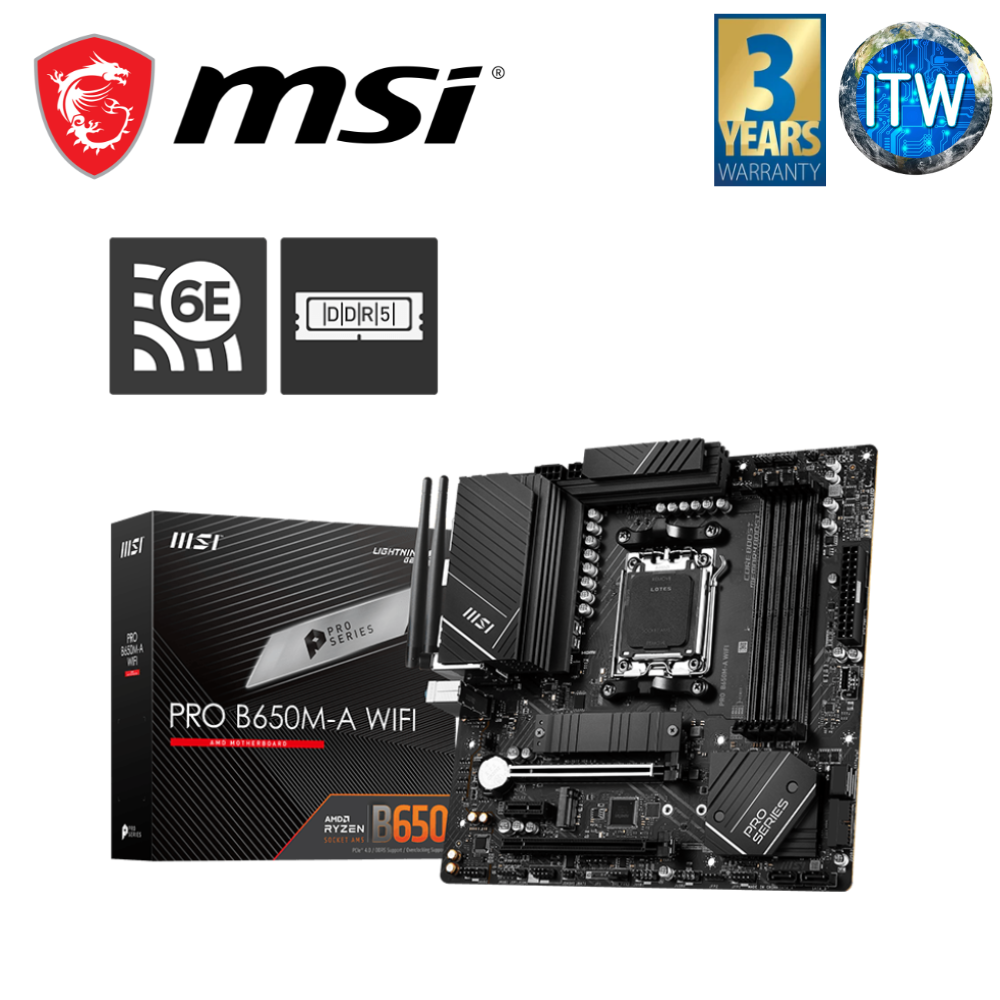 MSI Pro B650M-A WiFi mATX AM5 DDR5 Motherboard