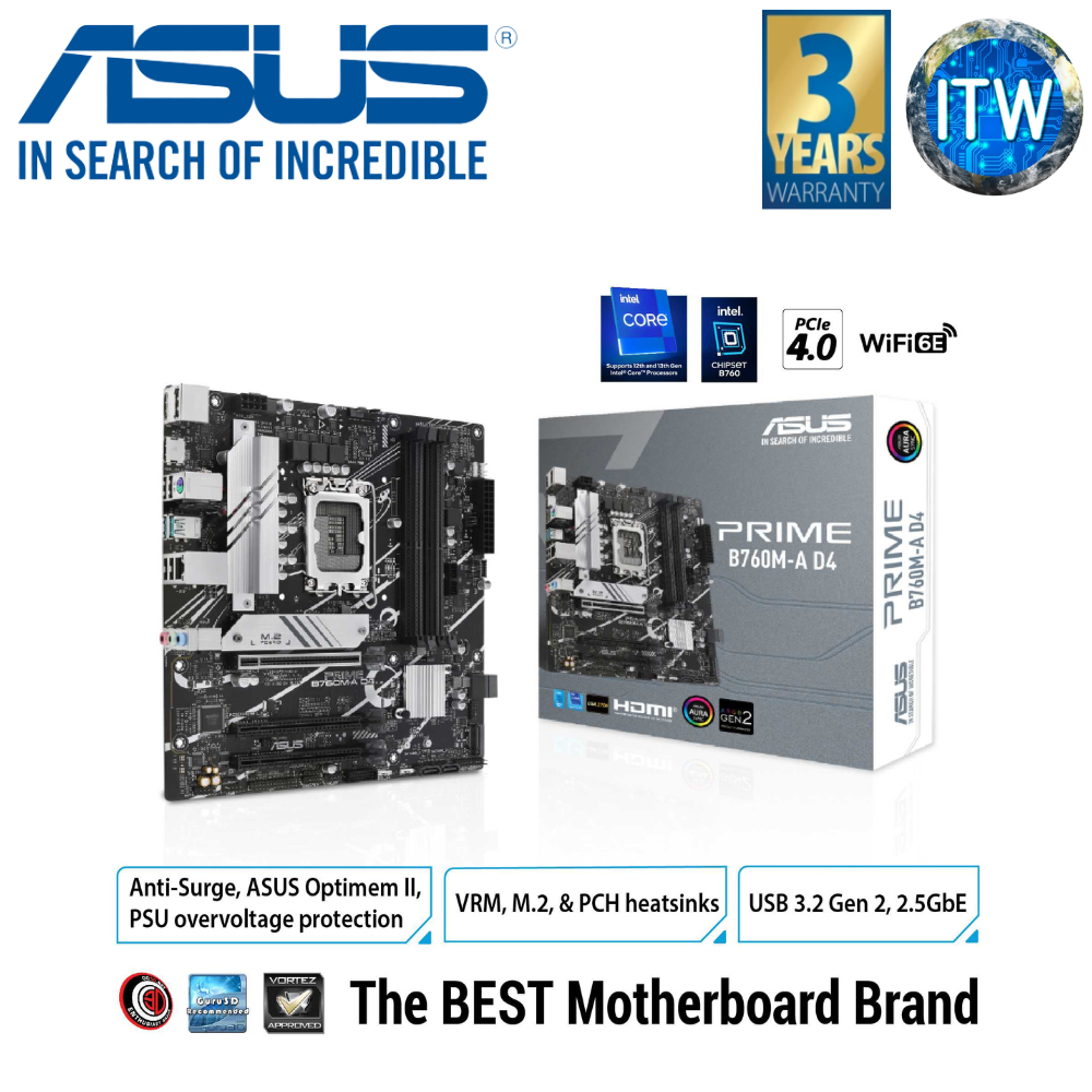 ASUS Prime B760M-A D4 mATX LGA1700 DDR4 Motherboard