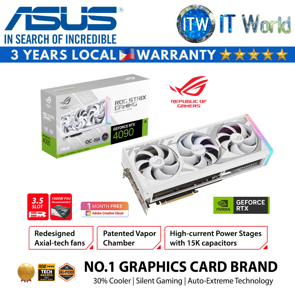 ASUS ROG Strix Geforce RTX 4090 24GB GDDR6X White OC Edition Graphic Card (ROG-STRIX-RTX4090-024G-WHITE)