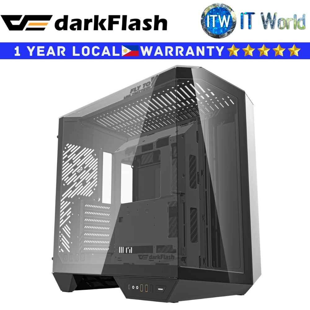 Darkflash Computer PC Case DY470 ATX Three-side Glass Panel Tempered Glass (Black)