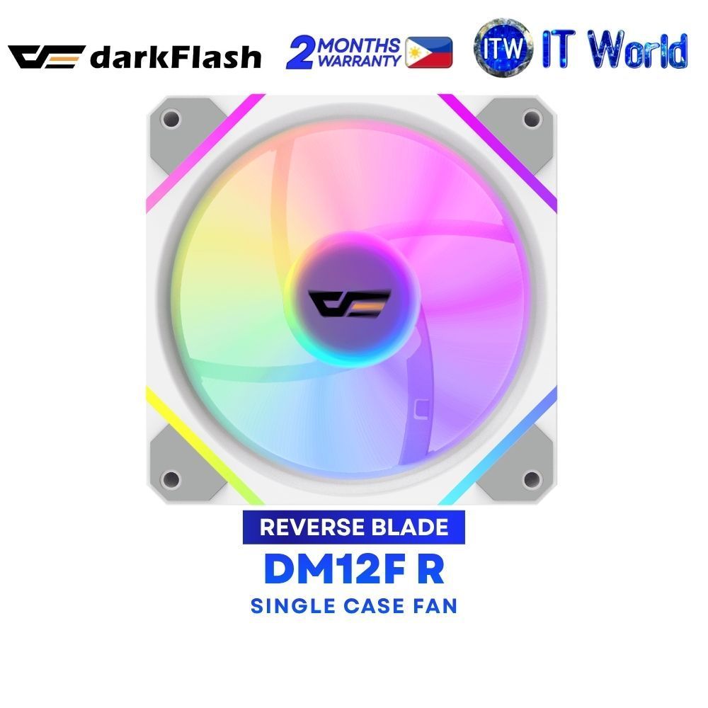darkFlash DM12F R 120mm Reverse Blade Hydro Bearing Single Case Fan - White