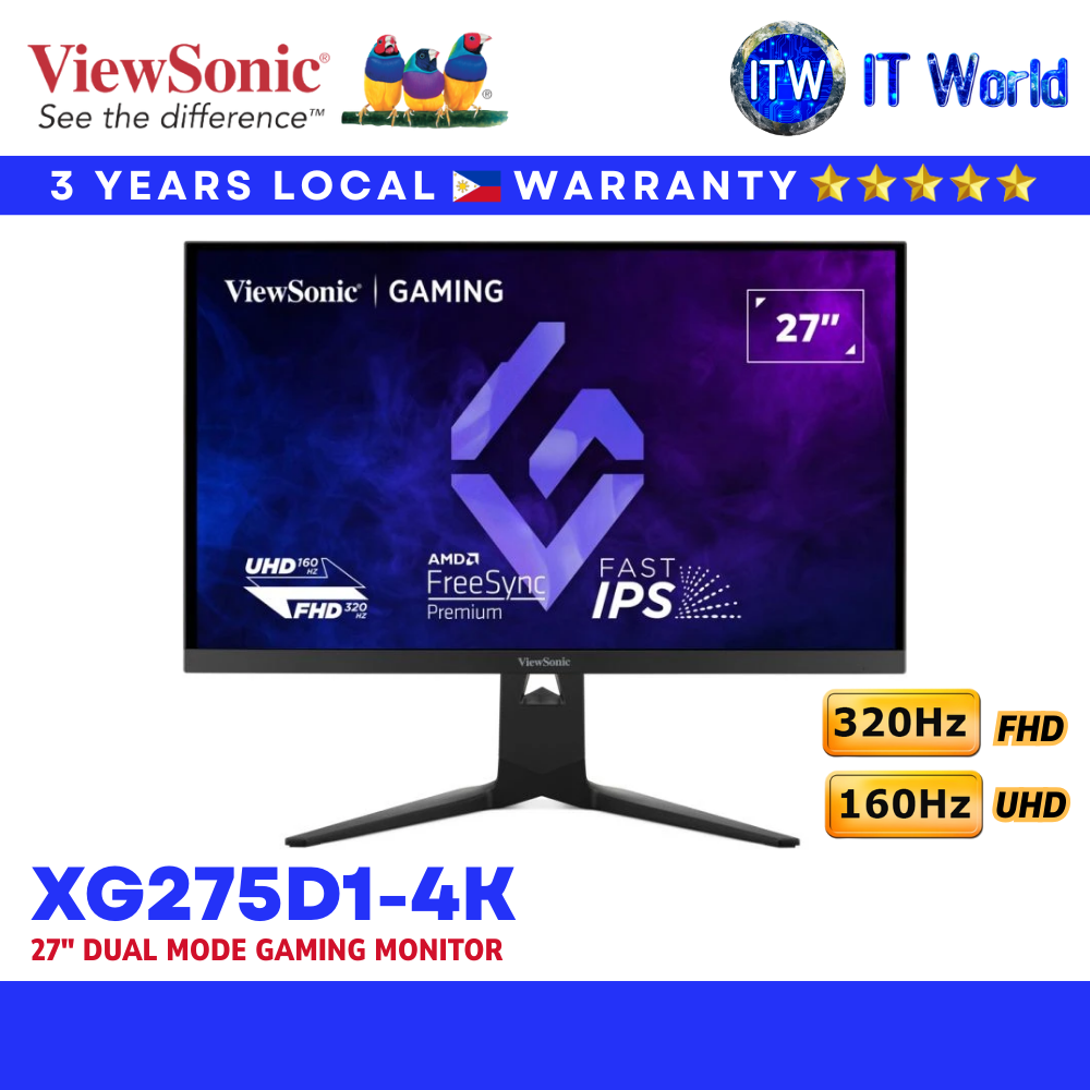 Viewsonic Gaming Monitor XG275D1-4K 27" 3840x2160 UHD / 160Hz / IPS / 0.5ms GTG / Flicker-free