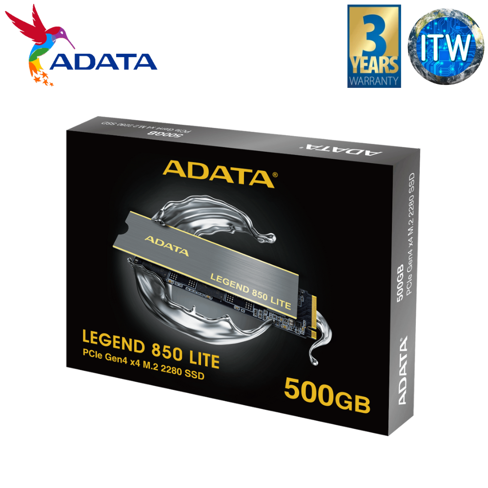 ADATA Legend 850 Lite 500GB PCIe Gen4 x4 M.2 2280 Internal SSD (ALEG-850L-500GCS)