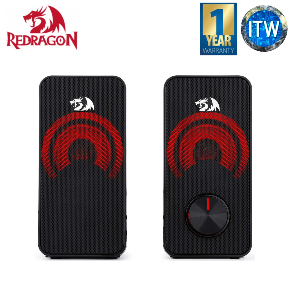 Redragon GS500 Stentor 2.0 Channel Stereo with Red Backlight PC Gaming Speaker