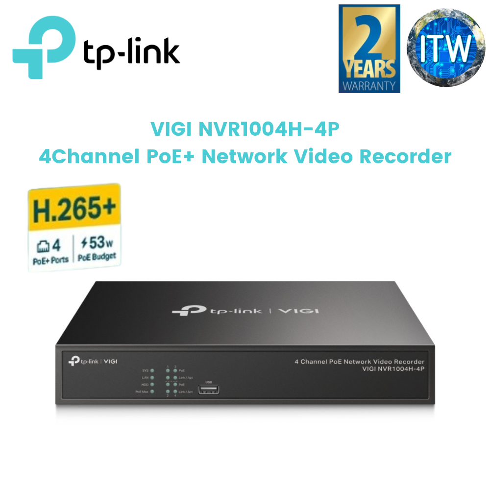 TP-Link VIGI NVR1004H-4P 4Channel PoE+ Network Video Recorder