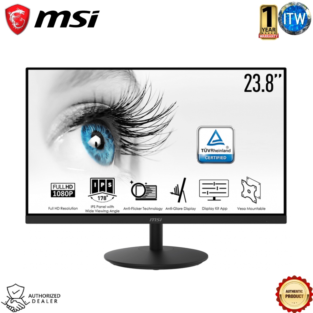 MSI Pro MP242 - 23.8&quot; 1920 x 1080 (Full HD) 75Hz 5ms Anti-glare Business Productivity Monitor