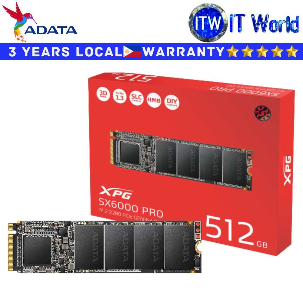 ADATA 512GB SSD XPG SX6000 Pro M.2 2280 PCIe Gen3x4 Internal (AD-ASX6000PNP-512GT-C)