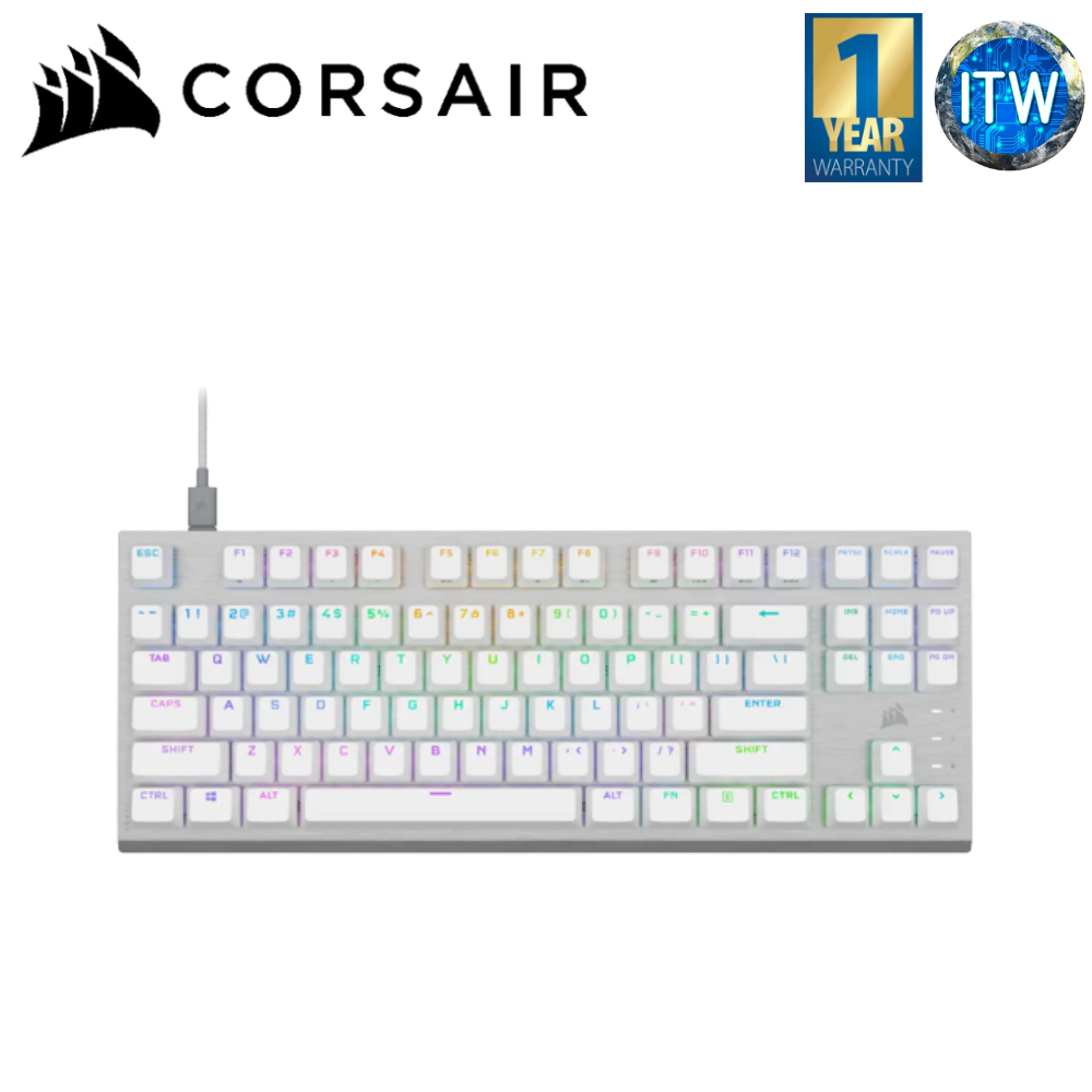 ITW | Corsair K60 Pro TKL RGB Optical-Mechanical Gaming Keyboard (White)