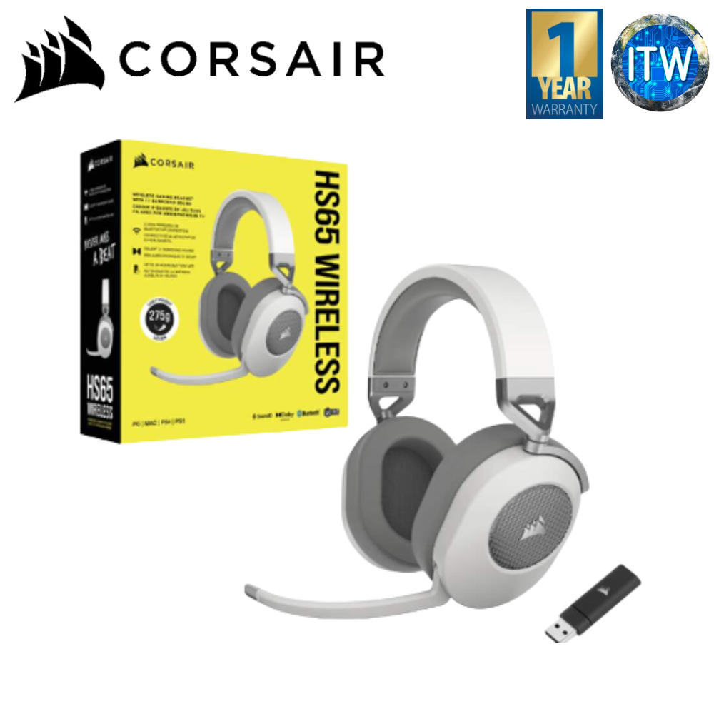 ITW | Corsair HS65 Wireless Gaming Headset-White (CS-CA-9011286-AP)