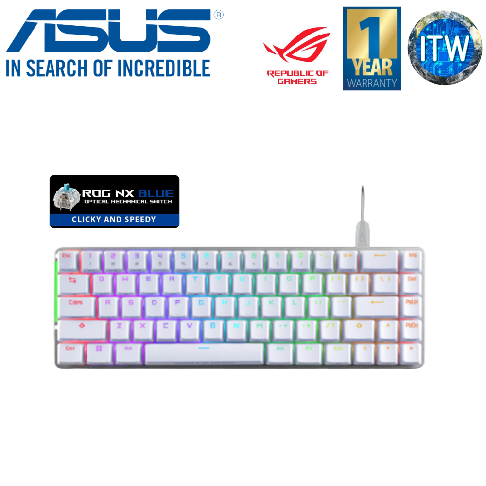 ITW | ASUS ROG Falchion Ace 65% Mechanical Gaming Keyboard-White (NX Blue/NX Red)