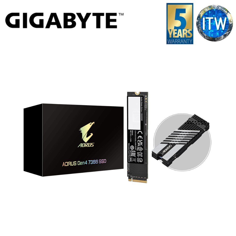 Gigabyte Aorus Gen4 7300 2TB PCIe4.0x4 NVMe 1.4 Internal SSD w/ Heatsink (GP-AG4732TB)