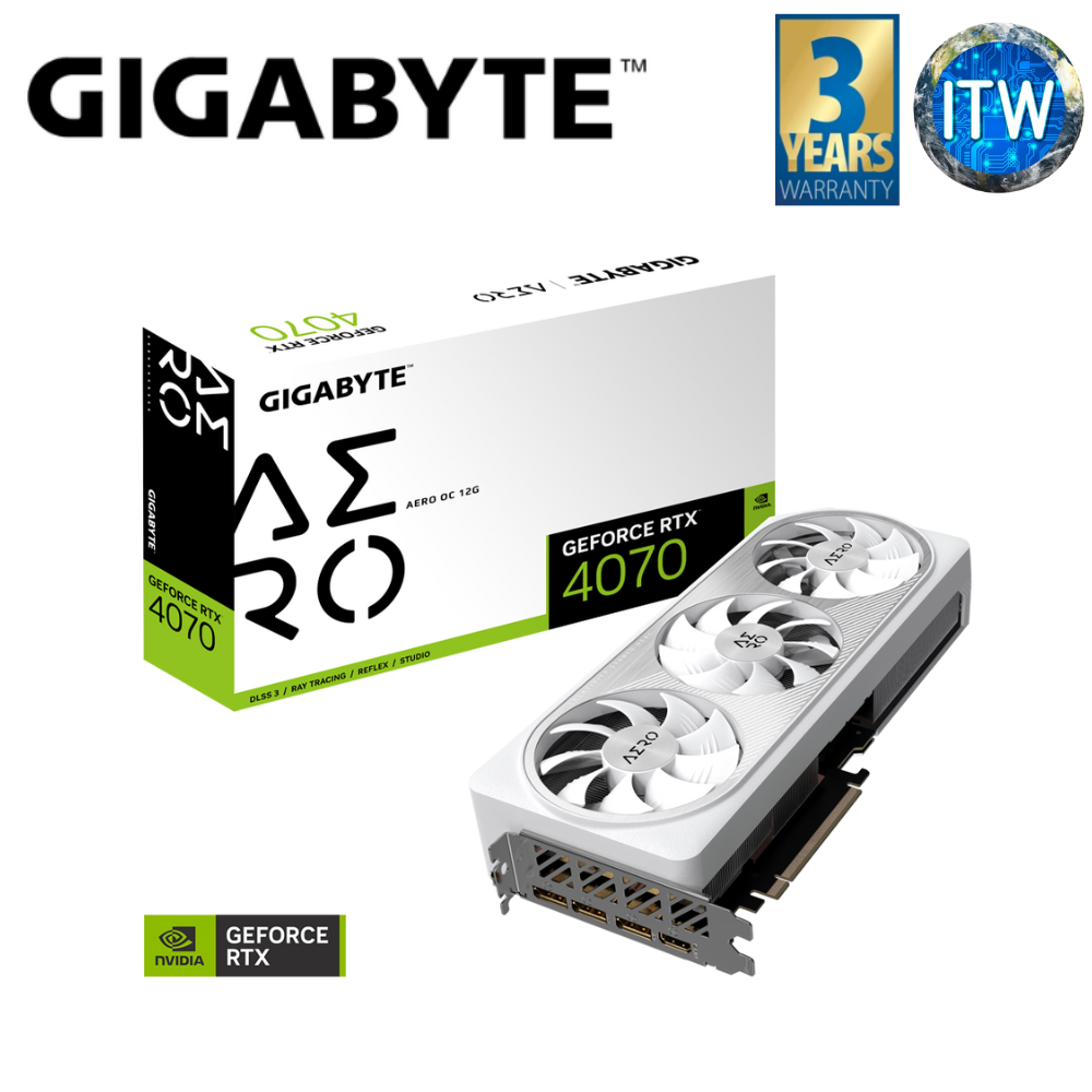 ITW | Gigabyte Aero GeForce RTX 4070 OC Edition 12GB GDDR6X Graphic Card (GV-N4070AERO-OC-12GD)