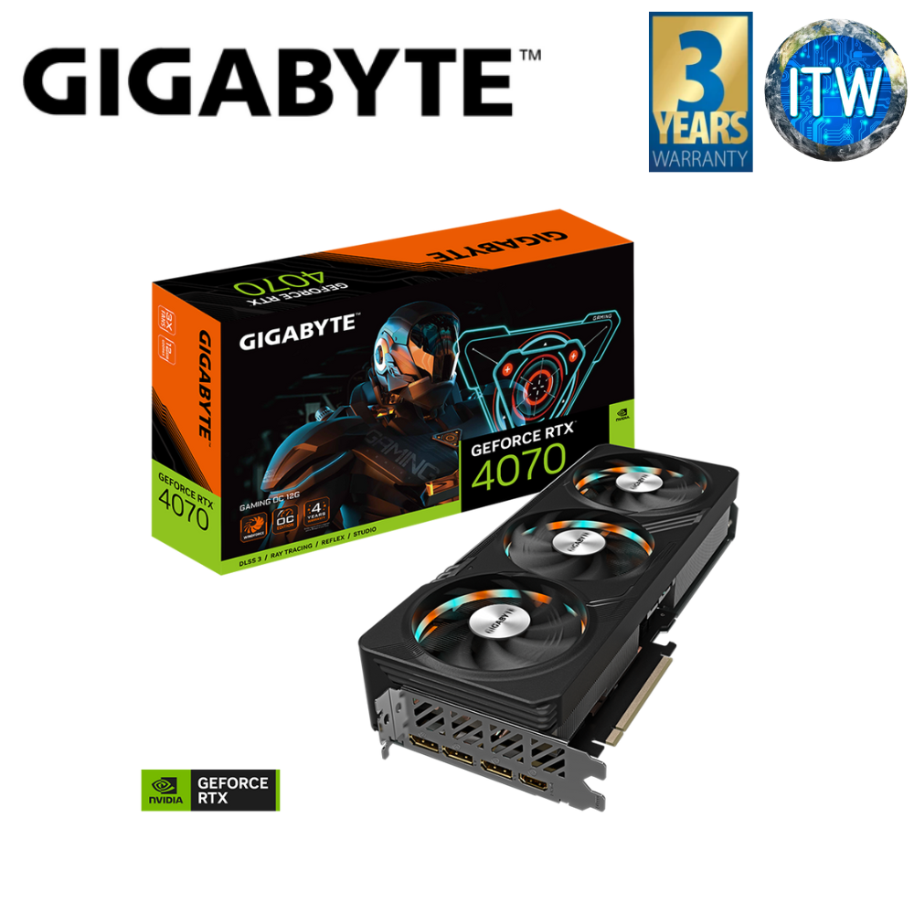 ITW | Gigabyte GeForce RTX 4070 Gaming OC Edition 12GB GDDR6X Graphic Card (GV-N4070GAMING-OC-12GD)