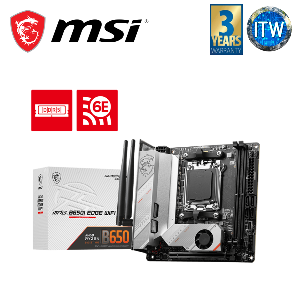 MSI MPG B650I Edge WiFi Mini-ITX AM5 DDR5 Motherboard (911-7D73-001)