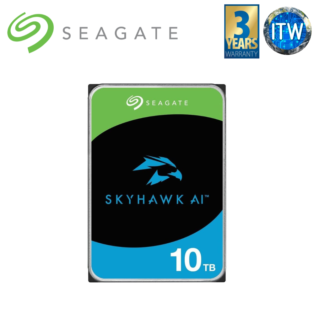 Seagate Skyhawk AI 10TB 256MB 7200RPM SATA 6Gb/s Internal HDD (ST10000VE001)