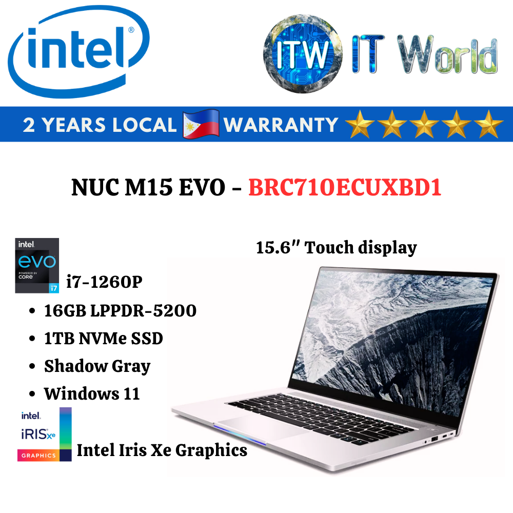 Intel NUC M15 Evo Shadow Gray i7-1260P | 16GB RAM | 1TB SSD Laptop ITWorld (BRC710ECUXBD1)