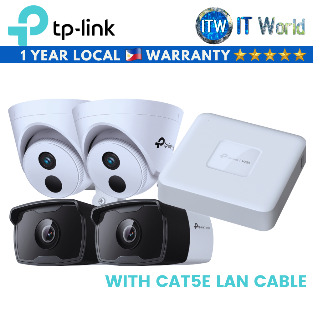 TP-Link VIGI C240I 2MP/C320I 2MP/NVR1104H-4P/ CAT5E LAN Cable 4-Channel IP Camera Surveillance Kit