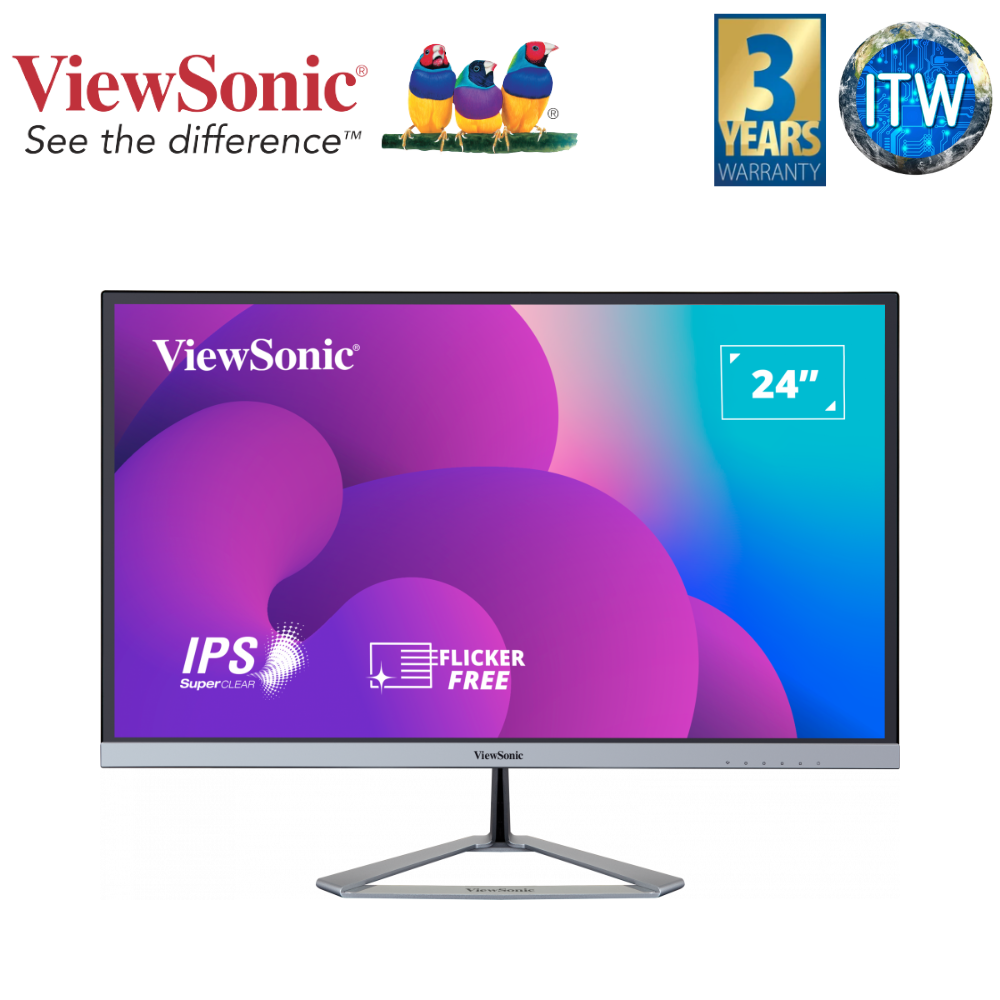 Viewsonic VX2476-SMHD 24&quot; 1920x1080 (FHD), 75Hz, IPS, 4ms Frameless Entertainment Monitor