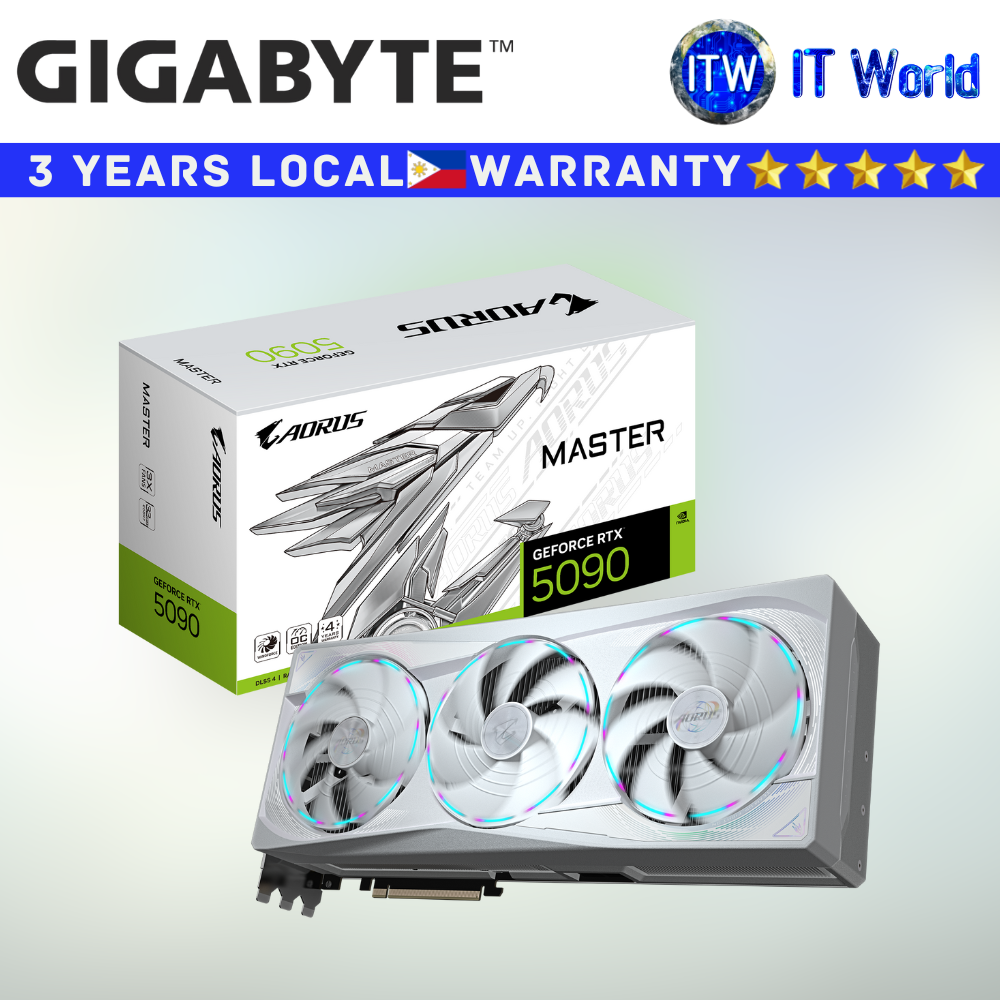 Itw | Gigabyte Aorus RTX 5090 32GB GDDR7 Master Ice GeForce Graphics Card (GV-N5090AORUSM-ICE-32GD)