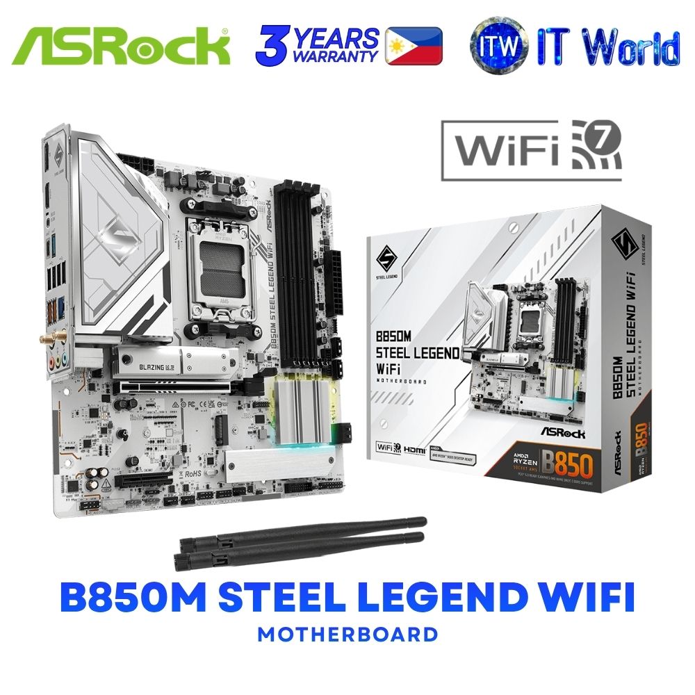 ASRock B850M Steel Legend Wifi micro-ATX AM5 DDR5 AMD B850 Chipset Motherboard