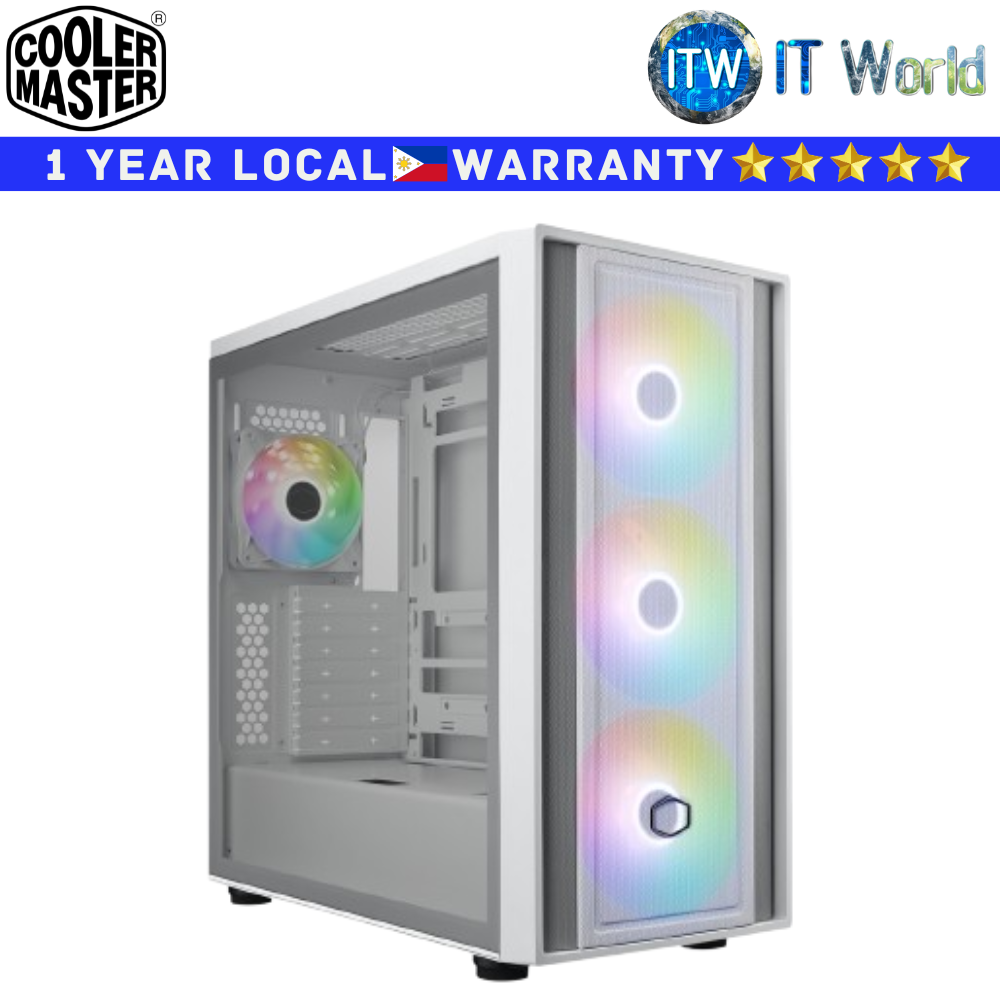 Cooler Master Computer Case Masterbox 600 Mid Tower Optimized Airflow White (MB600-WGNN-S00)