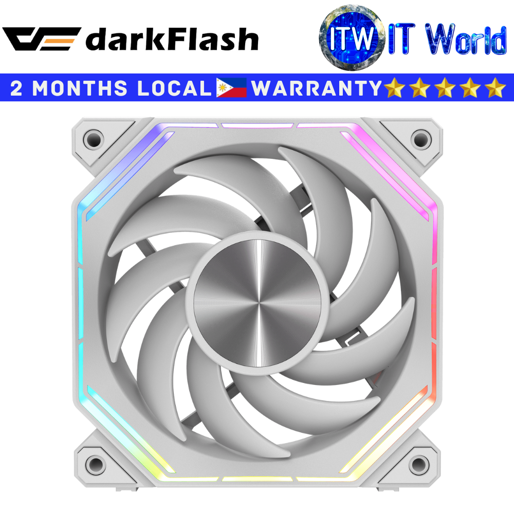 Darkflash Computer PC Fan Infinity 34R Reverse Blade ARGB PWM Cooling Single (White)