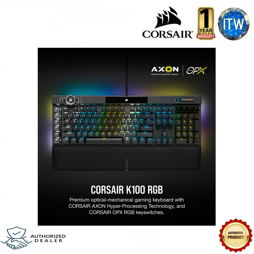 CORSAIR K100 RGB Optical Mechanical Gaming Keyboard CORSAIR OPX Switch Black (CH-912A01A-NA)