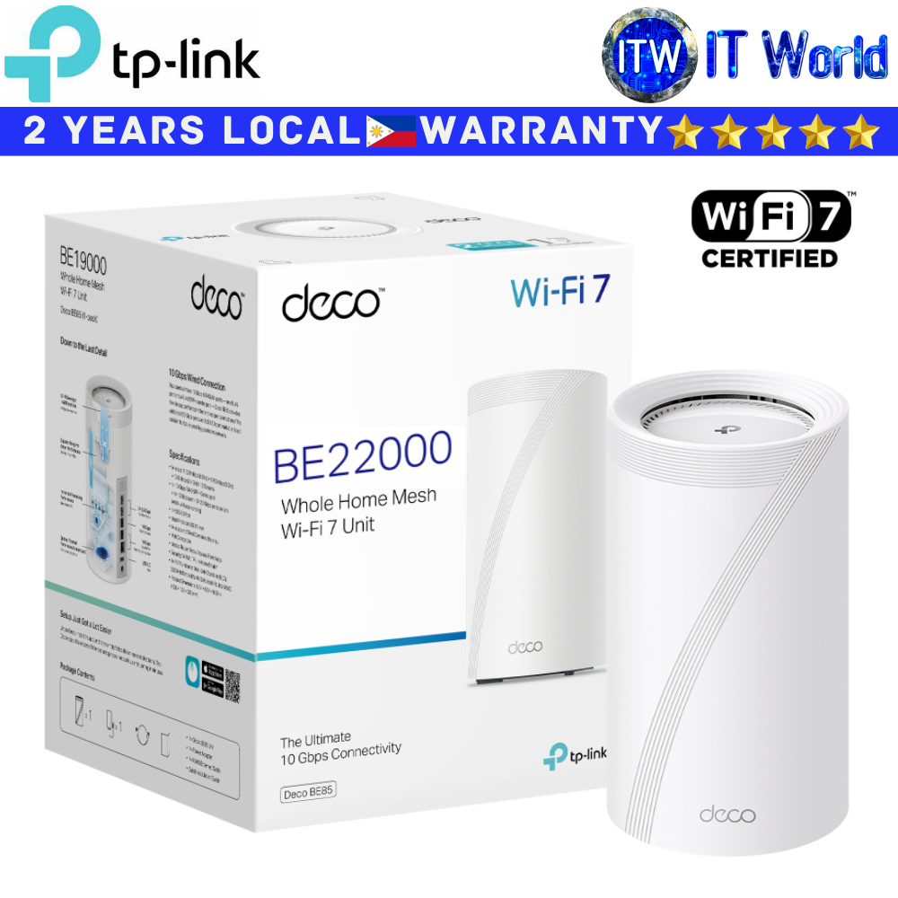Itw | TP-Link Mesh Wifi System Deco BE85 BE22000 Tri-Band Home Mesh Wifi 7 (1pack | 2pack | 3pack)