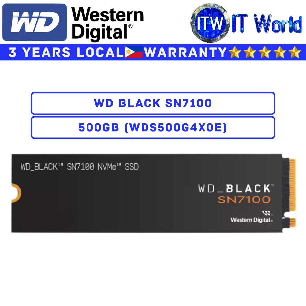 Western Digital WD Black SN7100 500GB NVMe M.2 Internal SSD PCIe Gen 4 High Speed Solid State Drive for Laptop & Desktop