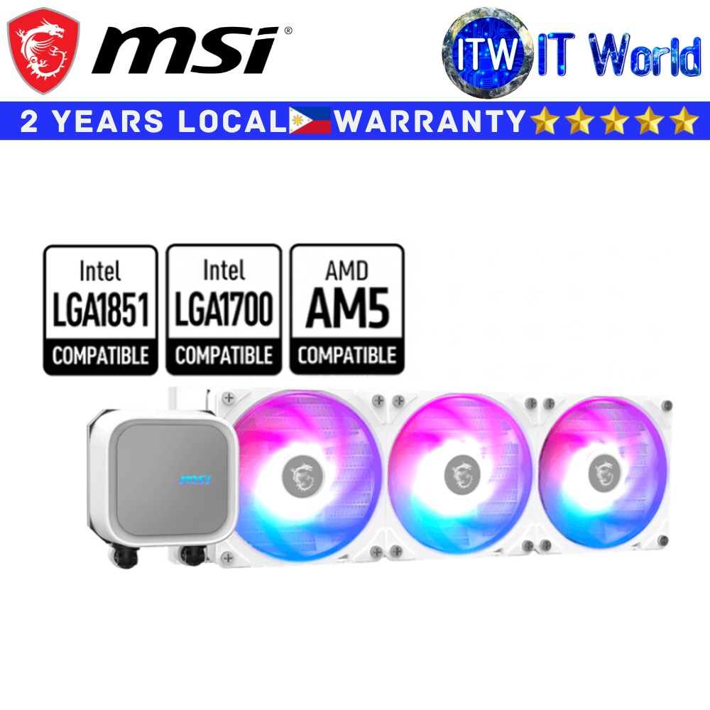 MSI CPU Cooler Fan MAG Coreliquid A13 360 Liquid Cooling 360mm Rifle Bearing (White)