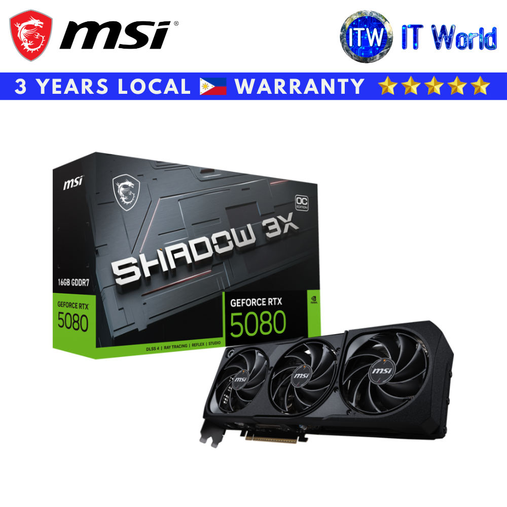 MSI RTX 5080 DDR7 16GB Shadow 3X OC Graphics Card (GEFORCE RTX 5080 16G SHADOW 3X OC)