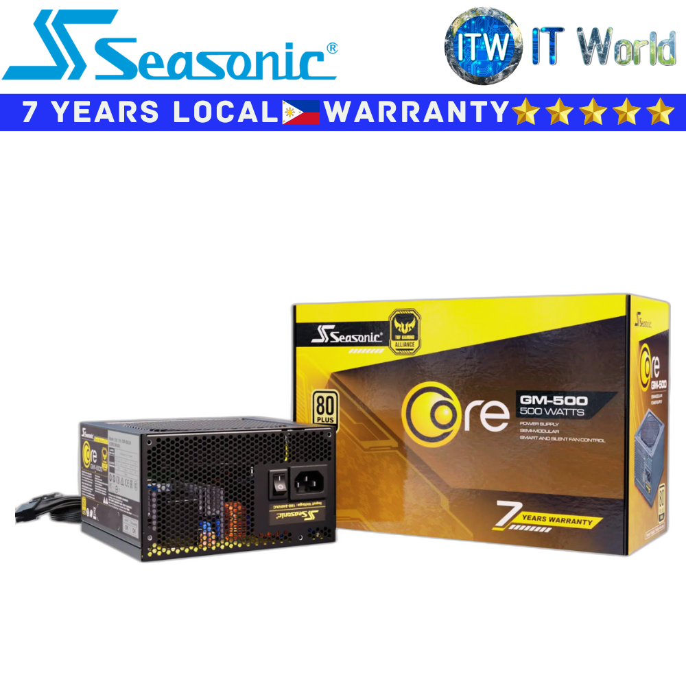 Seasonic PSU 500W Power Supply Unit Core GM-500 80+ Gold ATX 12V Semi-Modular (SSR-500LM)