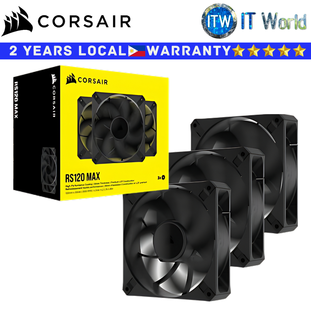 Itw | Corsair PC Fan RS120 Max Black 120mm PWM Thick Fans - Triple Pack (CS-CO-9050171-WW)