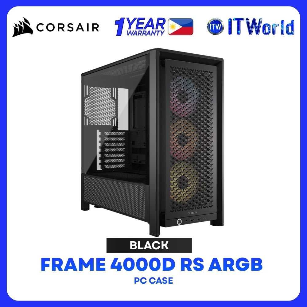 Corsair Frame 4000D RS ARGB Modular Mid-Tower Tempered Glass PC Case - Black CS-CC-9011296-WW