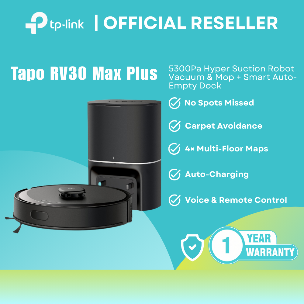 TP-Link Tapo RV30 Max Plus 5300Pa Hyper Suction Robot Vaccum and Mop + Smart Auto Empty Dock