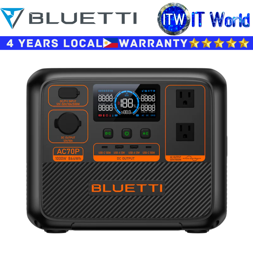 Itw | Bluetti Portable Power Station Premium 80 AC70P 1000W 864Wh Smart Remote Control via App