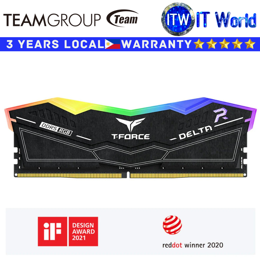 Teamgroup DDR5 RAM 32GB (1x32GB) 6000MHz Delta RGB Black Desktop Memory (FF3D532G6000HC38G01)