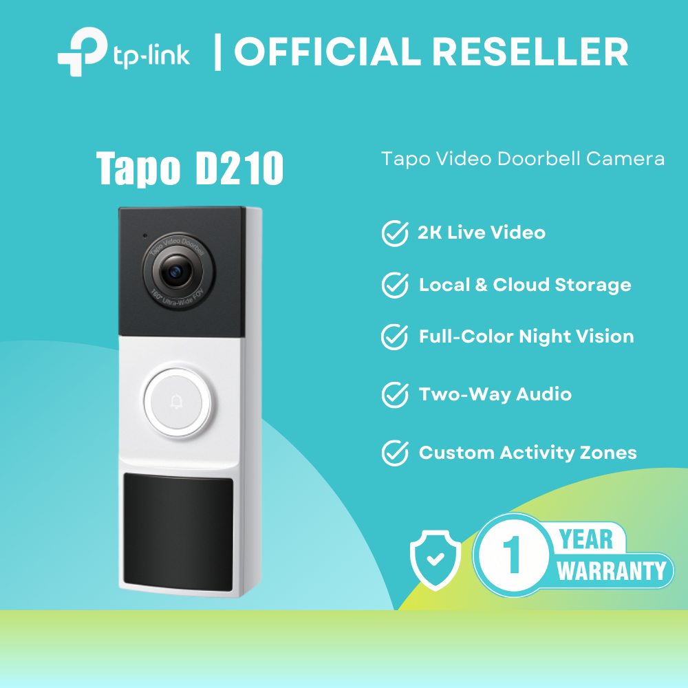 TP-Link Tapo D210 2K 3MP / 160° Field Of View Video Doorbel Camera