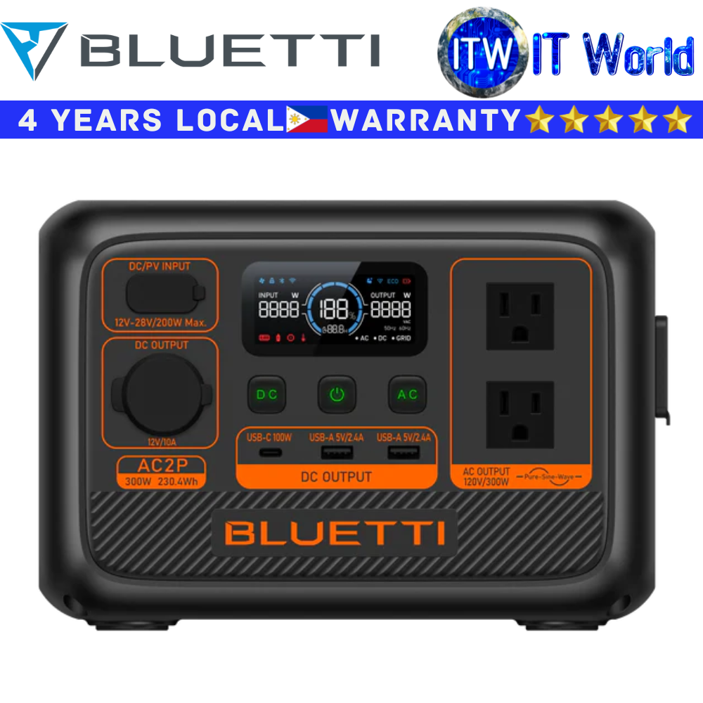 Itw | Bluetti Portable Power Station AC2P 300W 230.4Wh Lightweight and Durable for Long-lasting Use