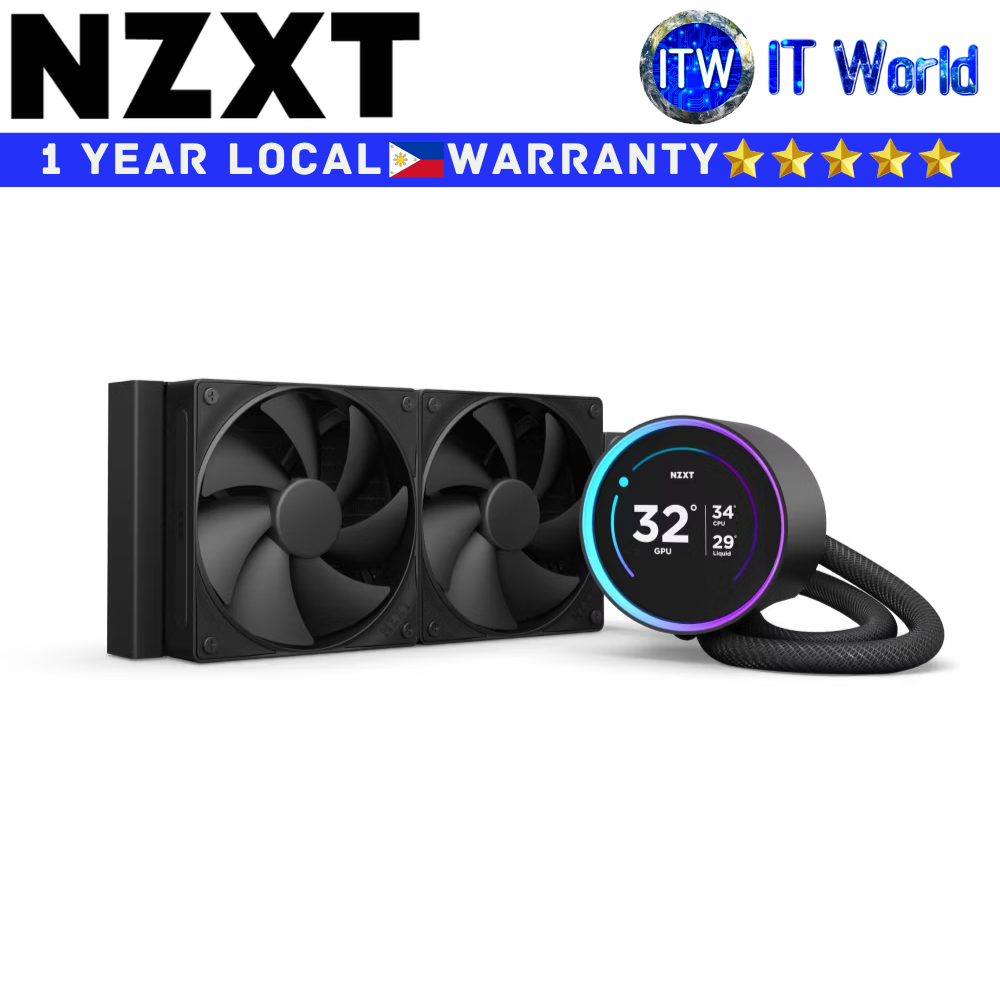 Itw | NZXT CPU Cooler Fan Kraken Elite 240 Non-RGB AIO Liquid Cooler w/ IPS LCD Black (RL-KN24E-B2)