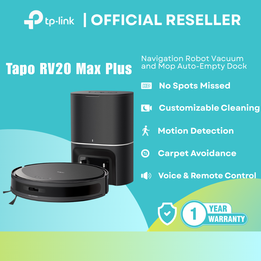 TP-Link Tapo RV20 Max Plus 5300Pa Suction MagSlim Robot Vaccum and Mop with Auto-empty Dock