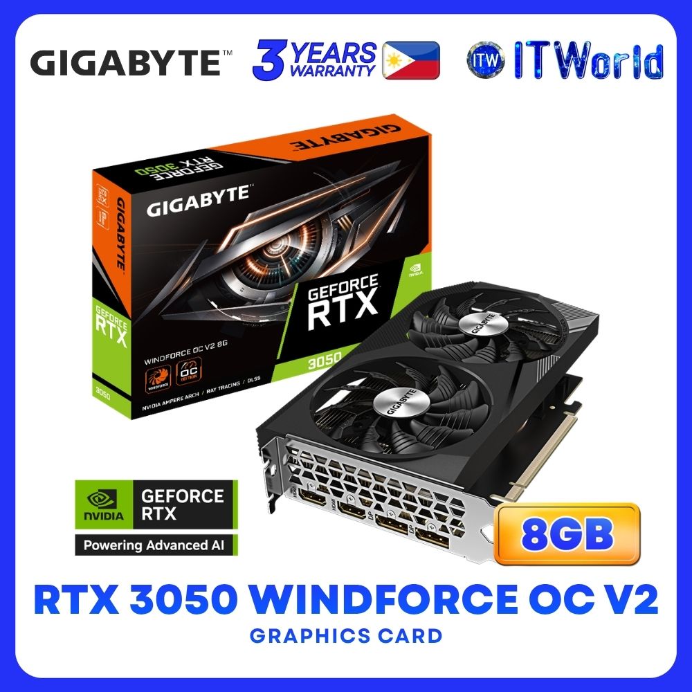 Gigabyte Geforce RTX 3050 Windforce OC V2 8GB GDDR6 Dual Fans Graphics Card GV-N3050WF2OCV2-8GD