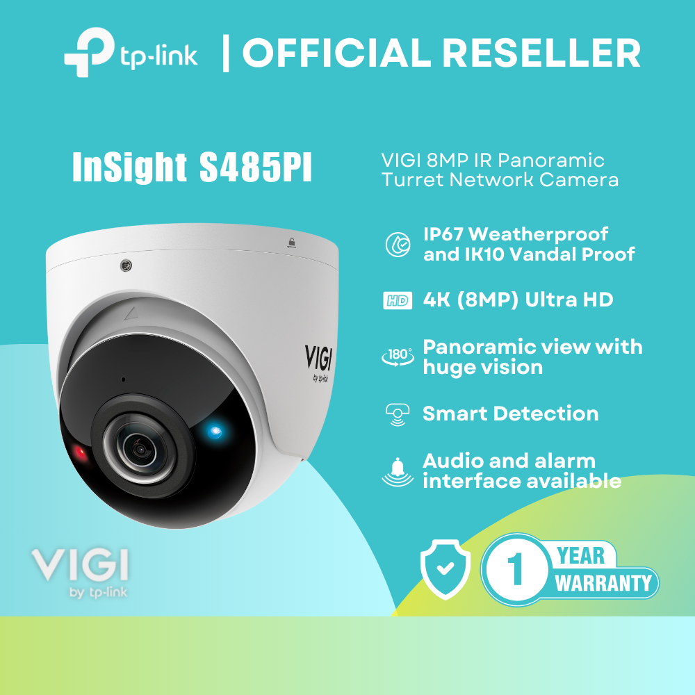 TP-Link InSight S485PI VIGI | 8MP IR Panoramic Turret Security Camera / 4K HD / Smart AI | itw