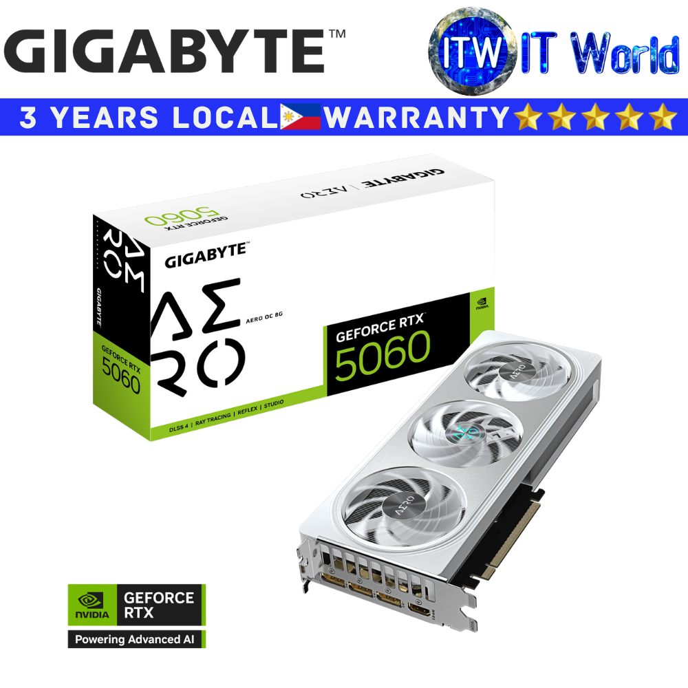 Itw | Gigabyte RTX 5060 8GB GDDR7 AERO OC Geforce Graphic Card (GV-N5060AERO-OC-8GD)