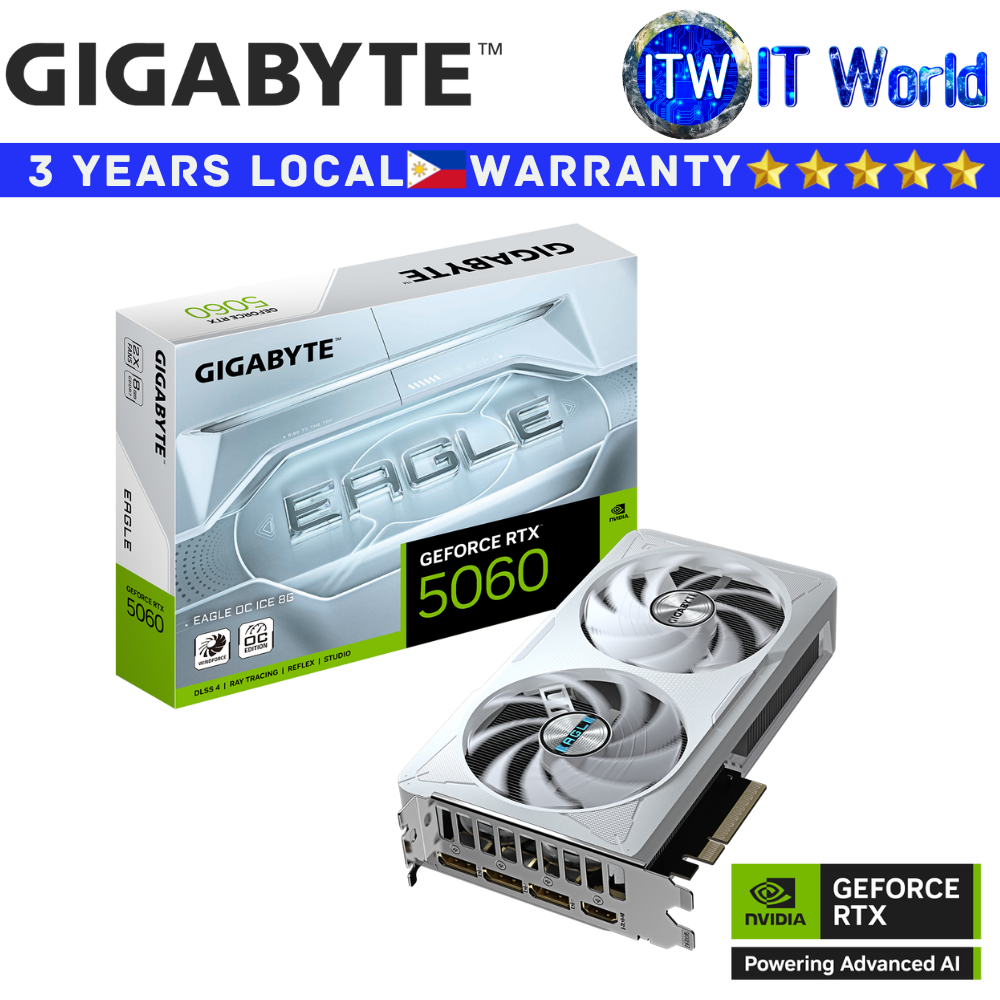 Gigabyte RTX 5060 8GB GDDR7 Eagle OC ICE Geforce Graphic Card (GV-N5060EAGLEOC-ICE-8GD)